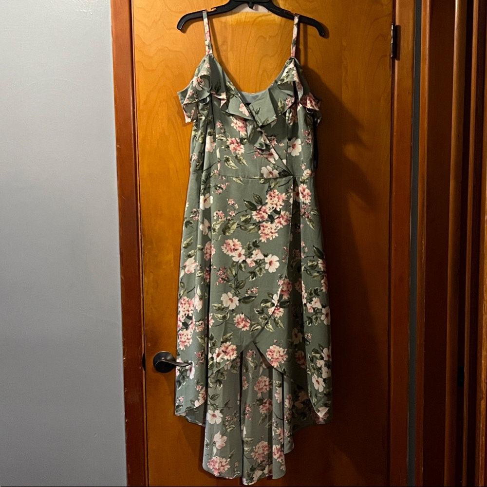 by & by Green Floral High-Low Dress